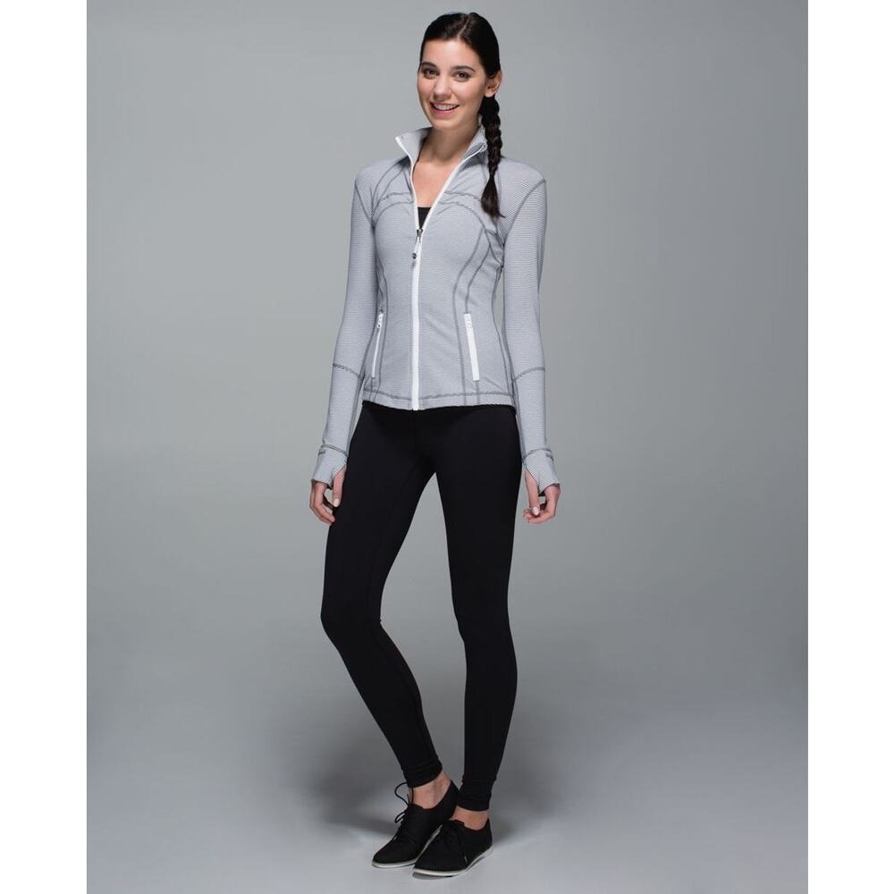 Lululemon Define Jacket Tonka Stripe Heathered Slate White Size 4 Grey Athletic